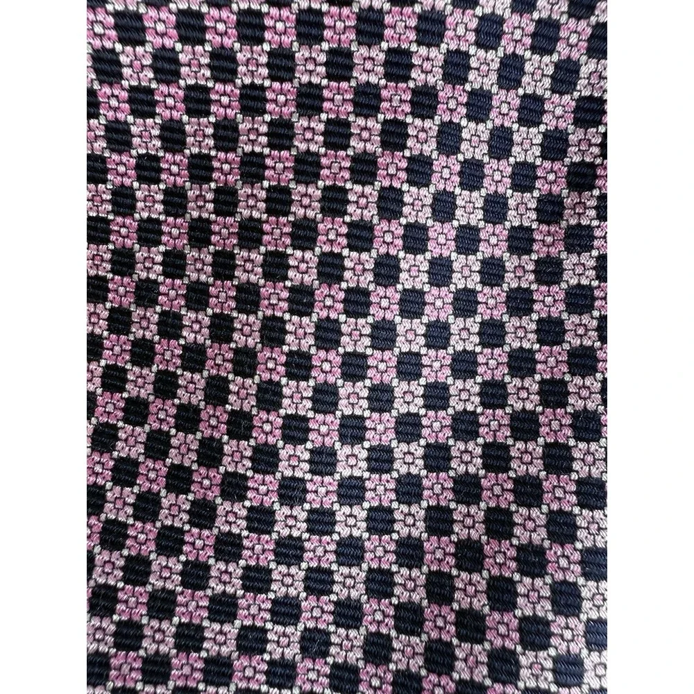 Vintage Burberrys of London‎ Silk Tie Pink Navy Geometric Check